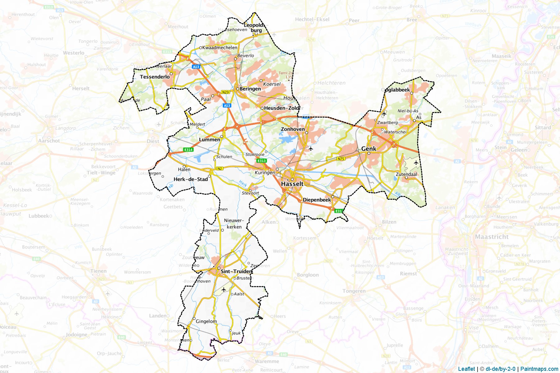 Muestras de recorte de mapas Hasselt (Limburg)-1