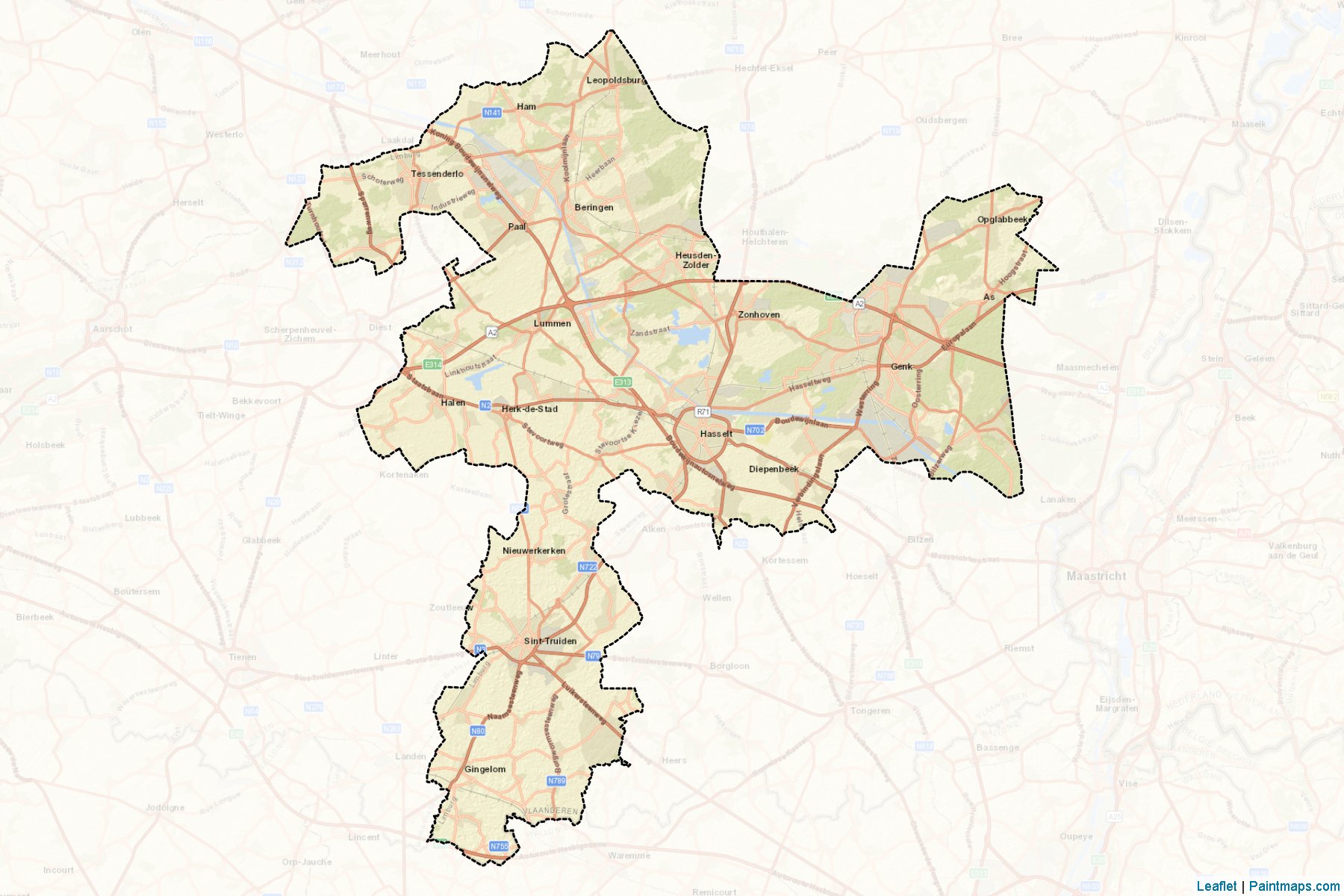 Muestras de recorte de mapas Hasselt (Limburg)-2