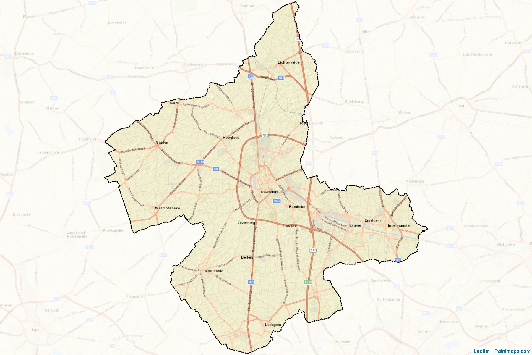 Muestras de recorte de mapas Roeselare (West-Vlaanderen)-2