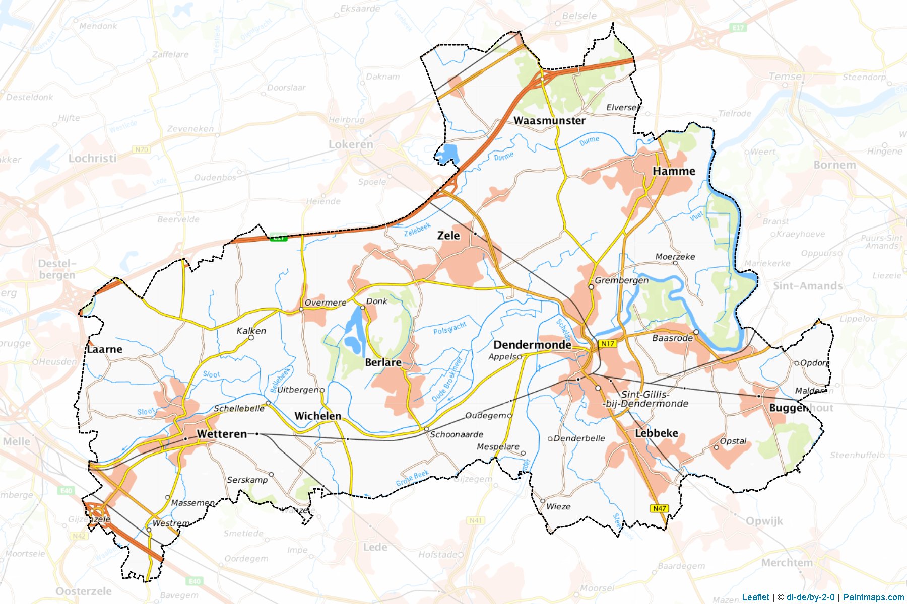 Muestras de recorte de mapas Dendermonde (Oost-Vlaanderen)-1