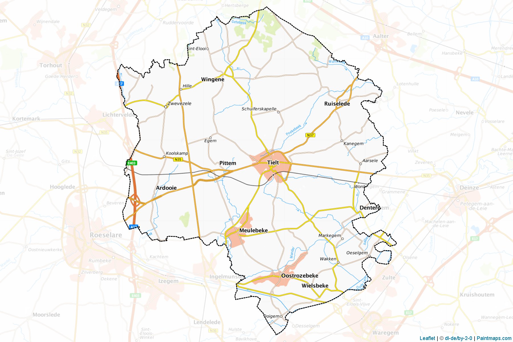 Tielt (West-Vlaanderen) Map Cropping Samples-1