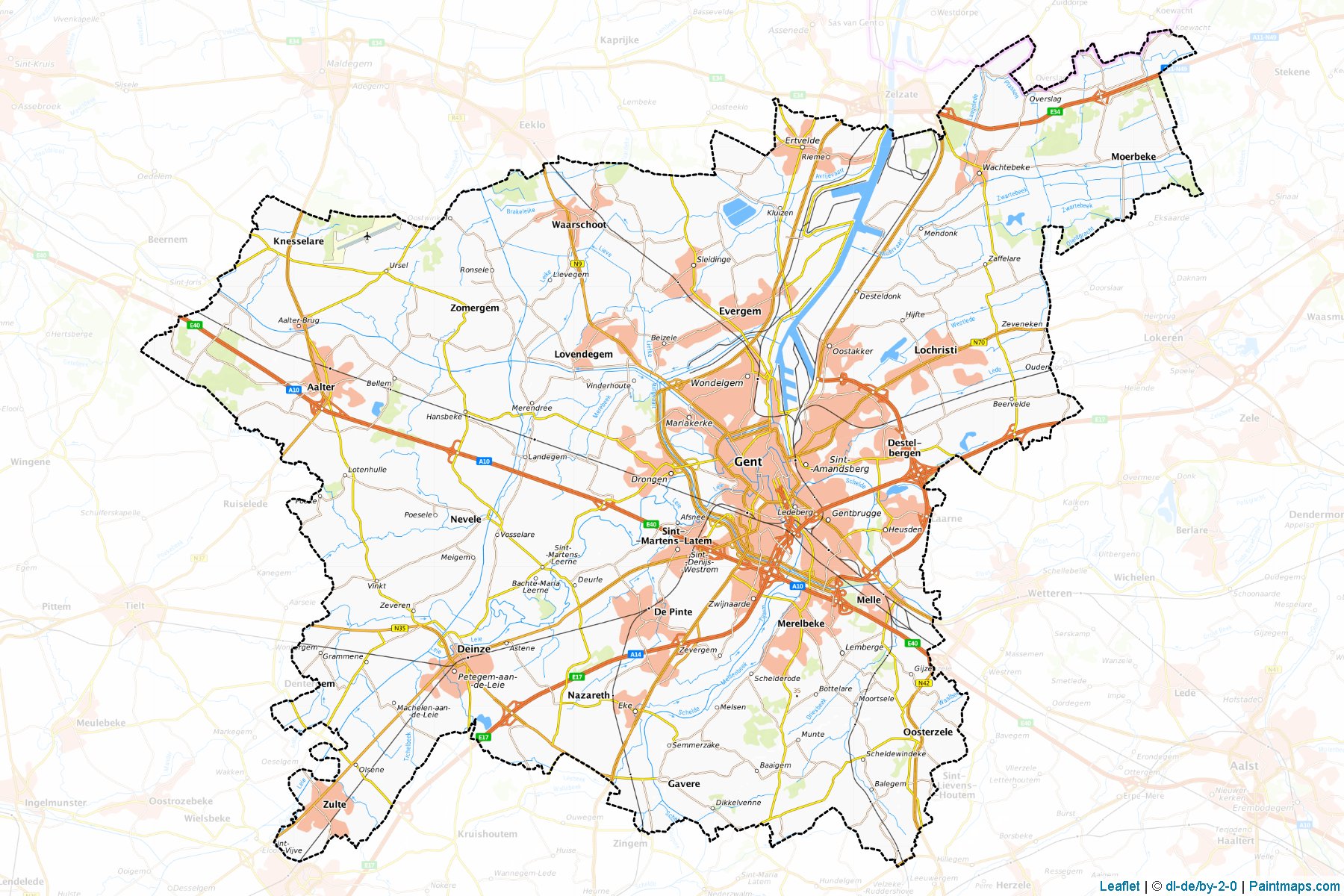 Muestras de recorte de mapas Gent (Oost-Vlaanderen)-1