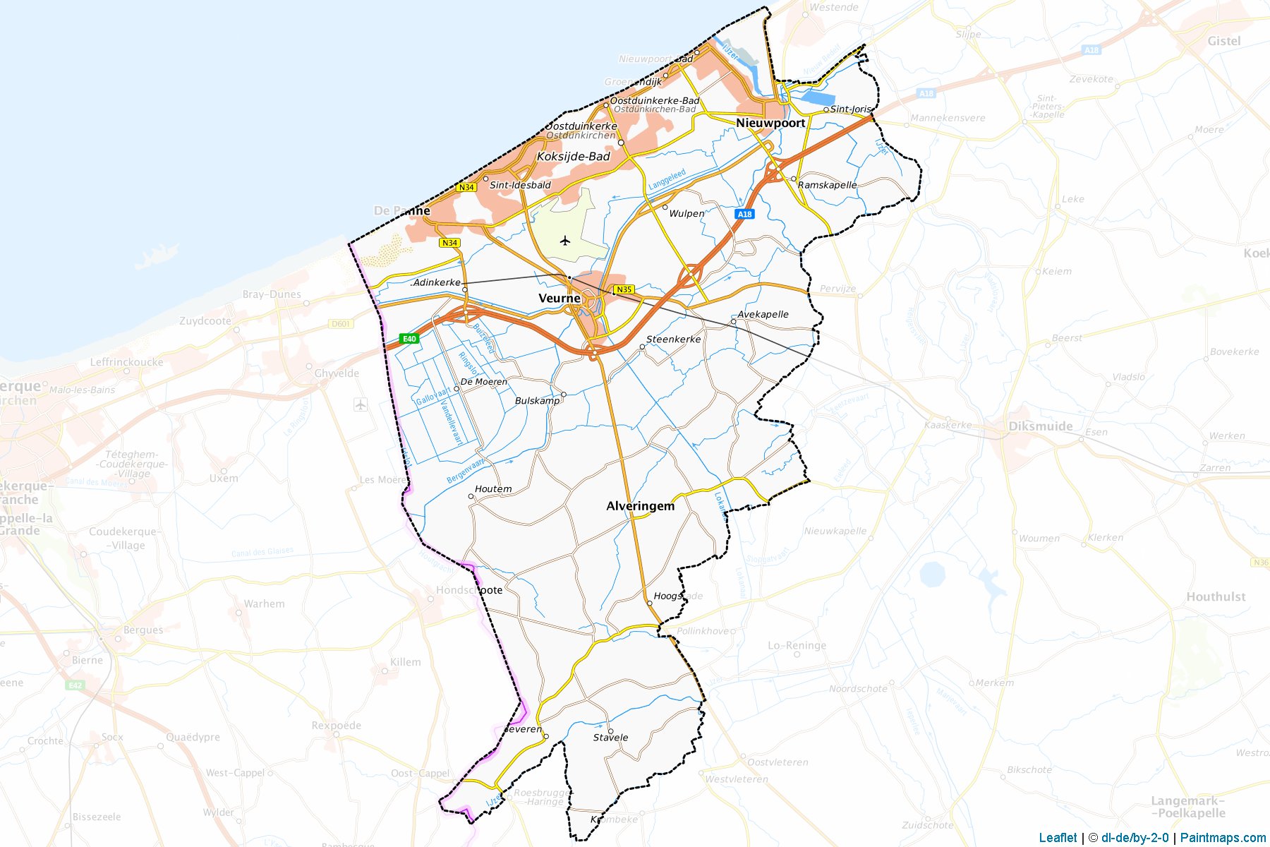 Muestras de recorte de mapas Veurne (West-Vlaanderen)-1