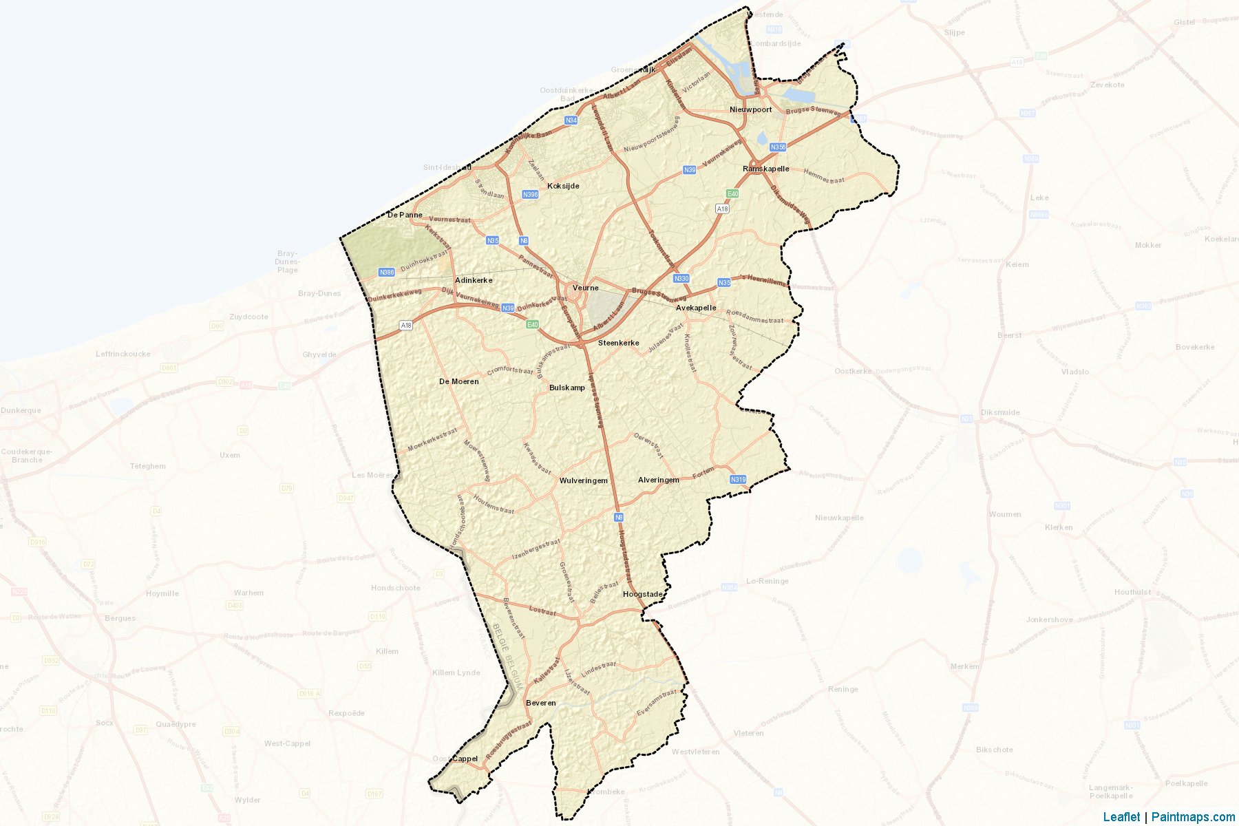 Muestras de recorte de mapas Veurne (West-Vlaanderen)-2