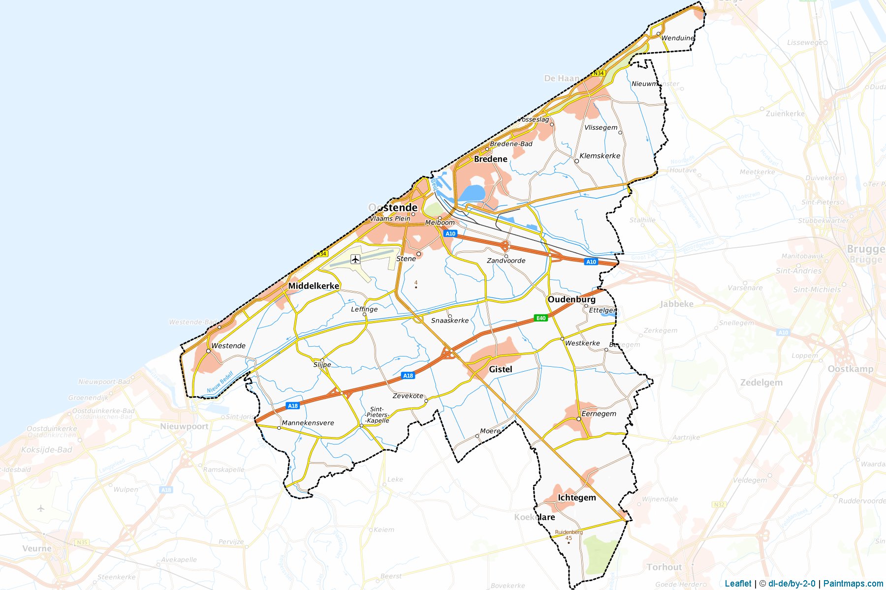 Oostende (West-Vlaanderen) Haritası Örnekleri-1