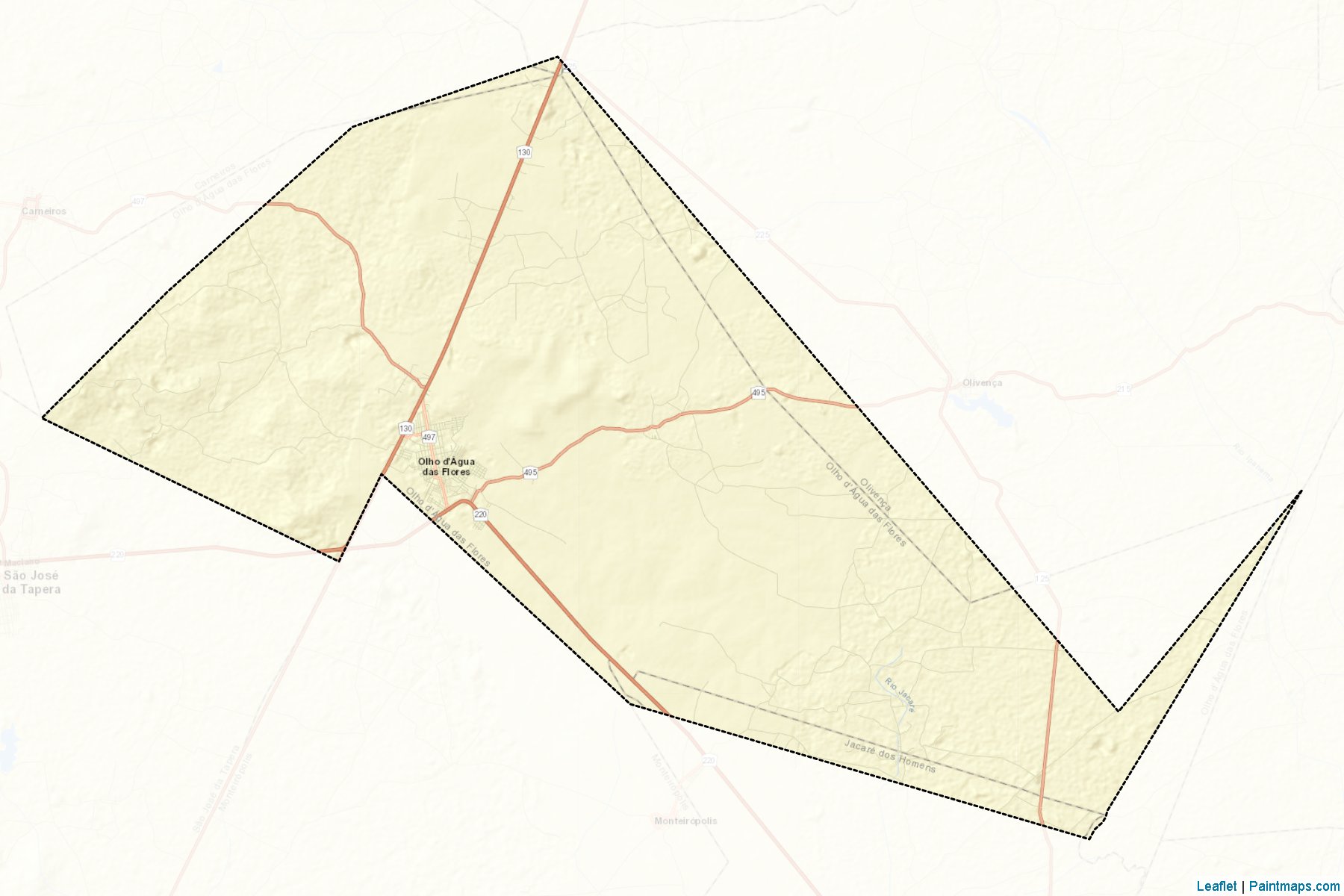 Muestras de recorte de mapas Olho d'Agua das Flores (Alagoas)-2