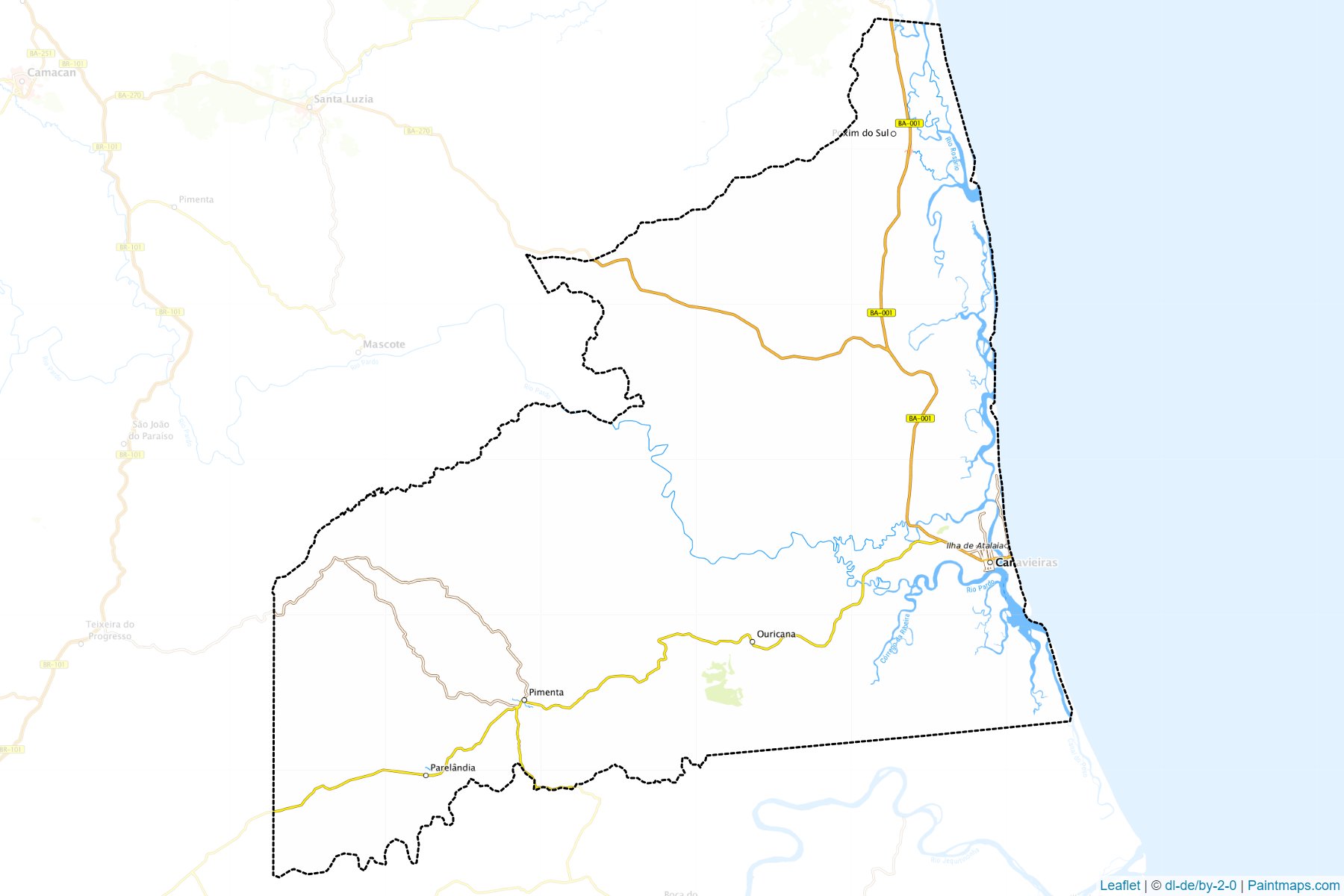 Muestras de recorte de mapas Canavieiras (Bahia)-1