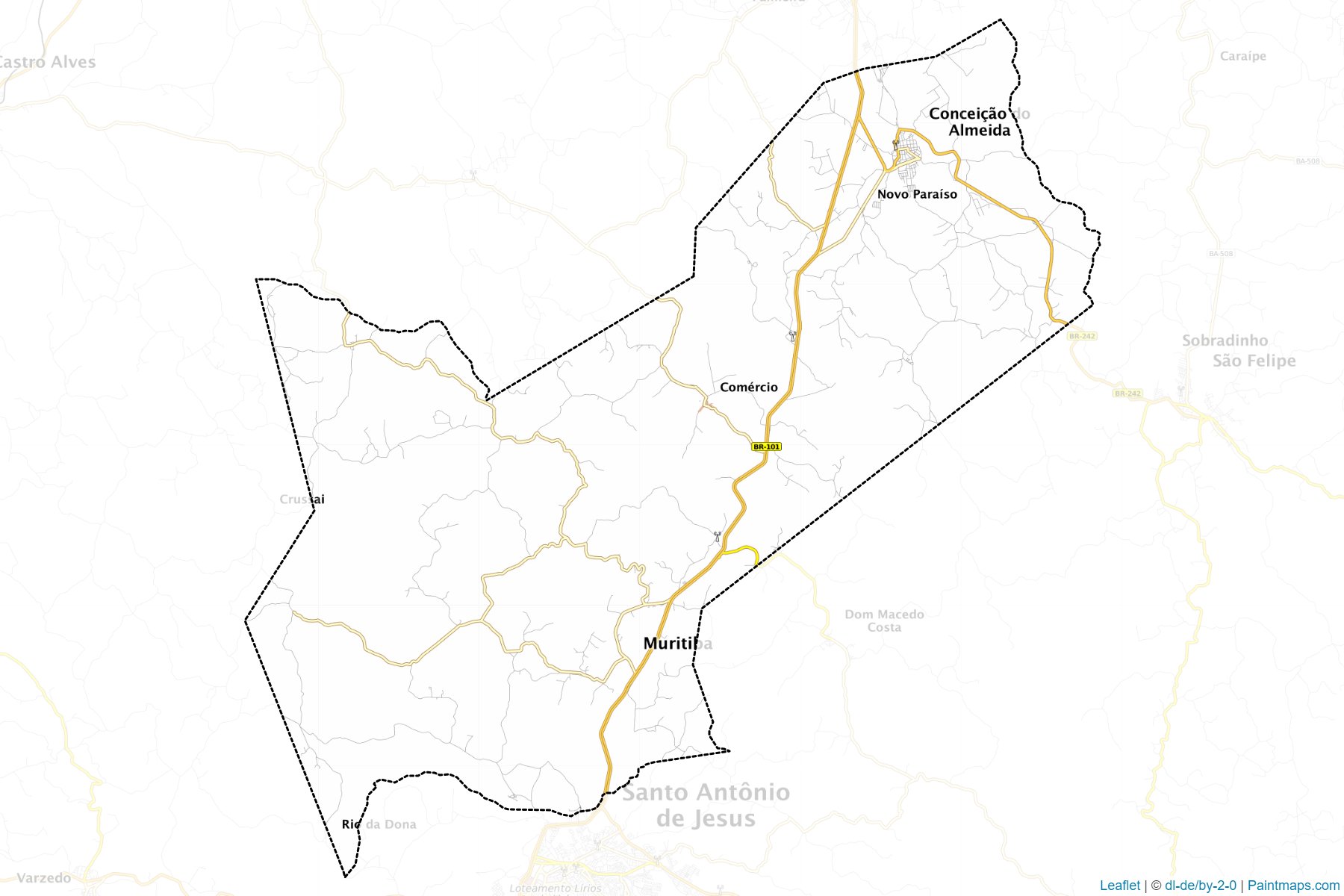 Muestras de recorte de mapas Conceicao do Almeida (Bahia)-1