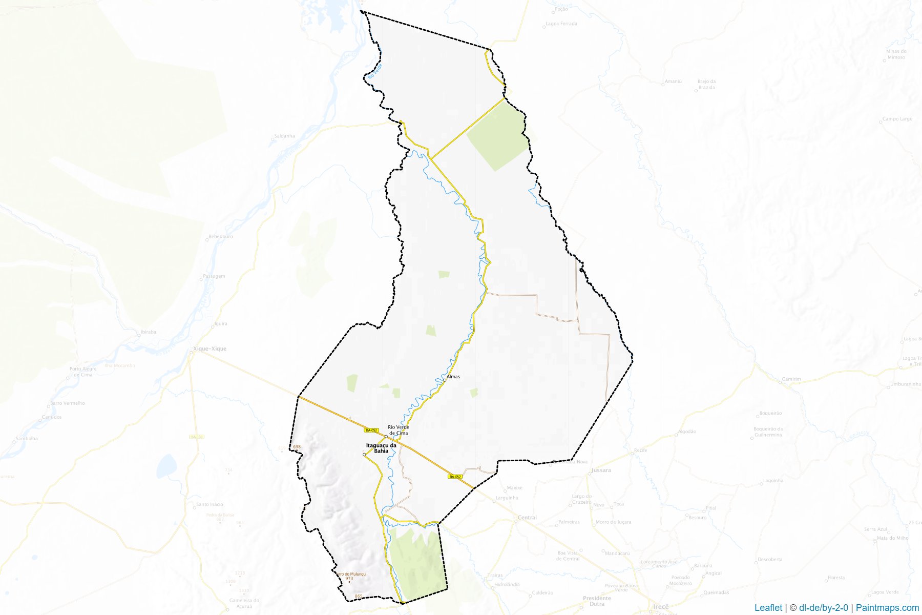 Muestras de recorte de mapas Itaguacu da Bahia (Bahia)-1