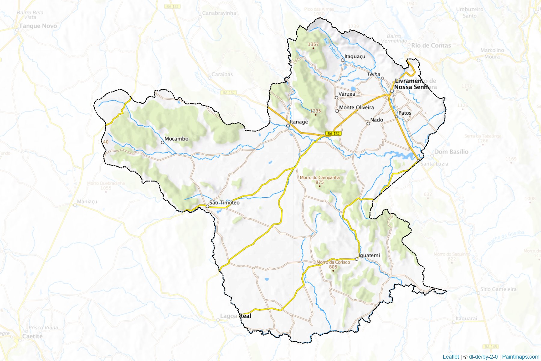 Muestras de recorte de mapas Livramento de Nossa Senhora (Bahia)-1