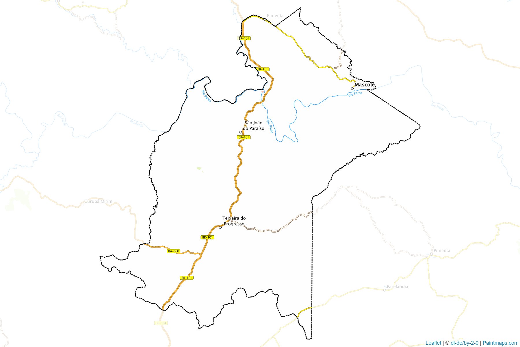 Muestras de recorte de mapas Mascote (Bahia)-1