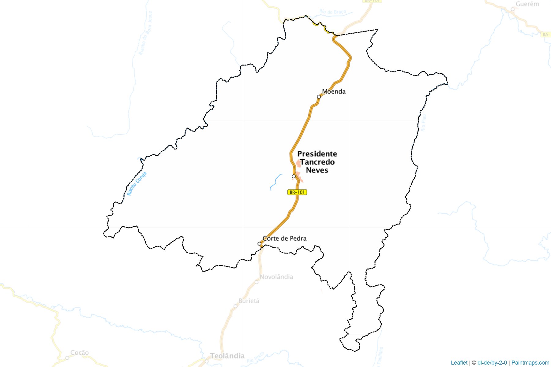 Muestras de recorte de mapas Presidente Tancredo Neves (Bahia)-1