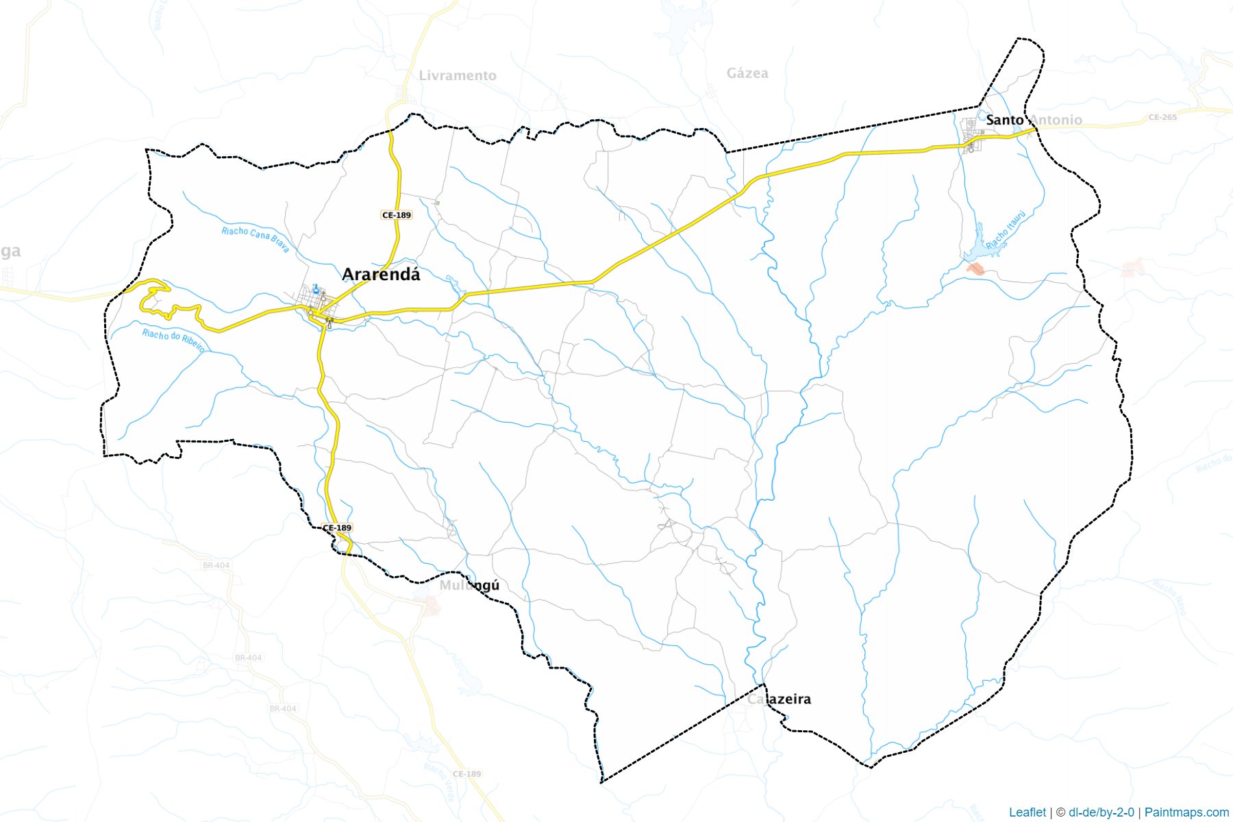 Muestras de recorte de mapas Ararenda (Ceara)-1