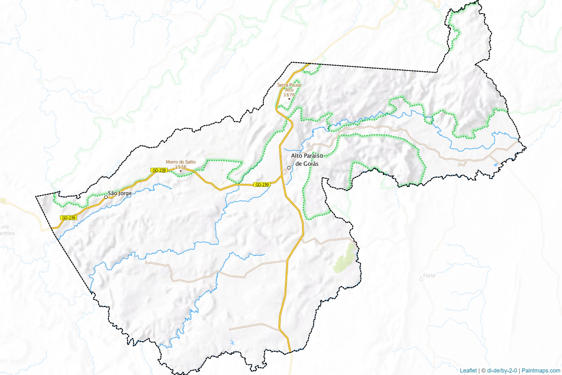 Muestras de recorte de mapas Alto Paraiso de Goias (Goias)-1