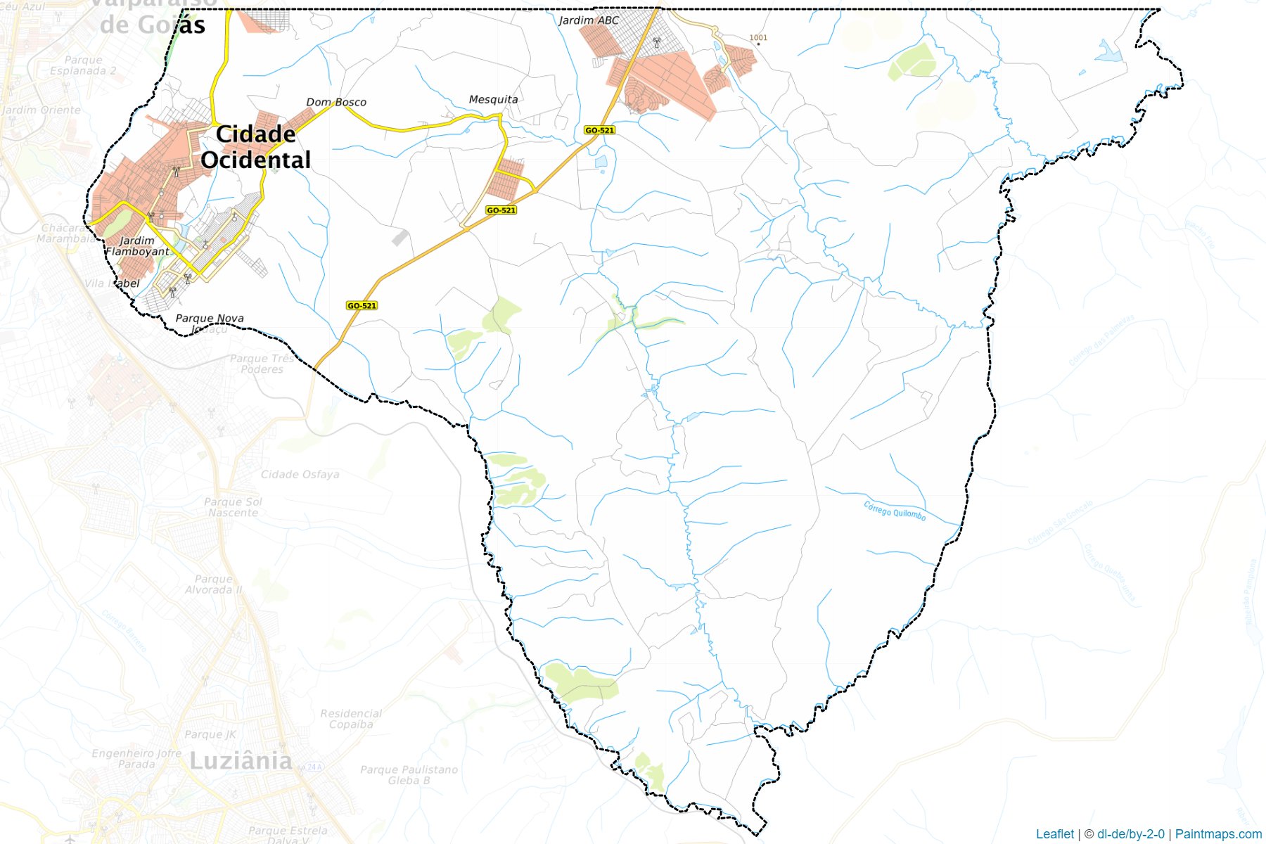 Muestras de recorte de mapas Cidade Ocidental (Goias)-1