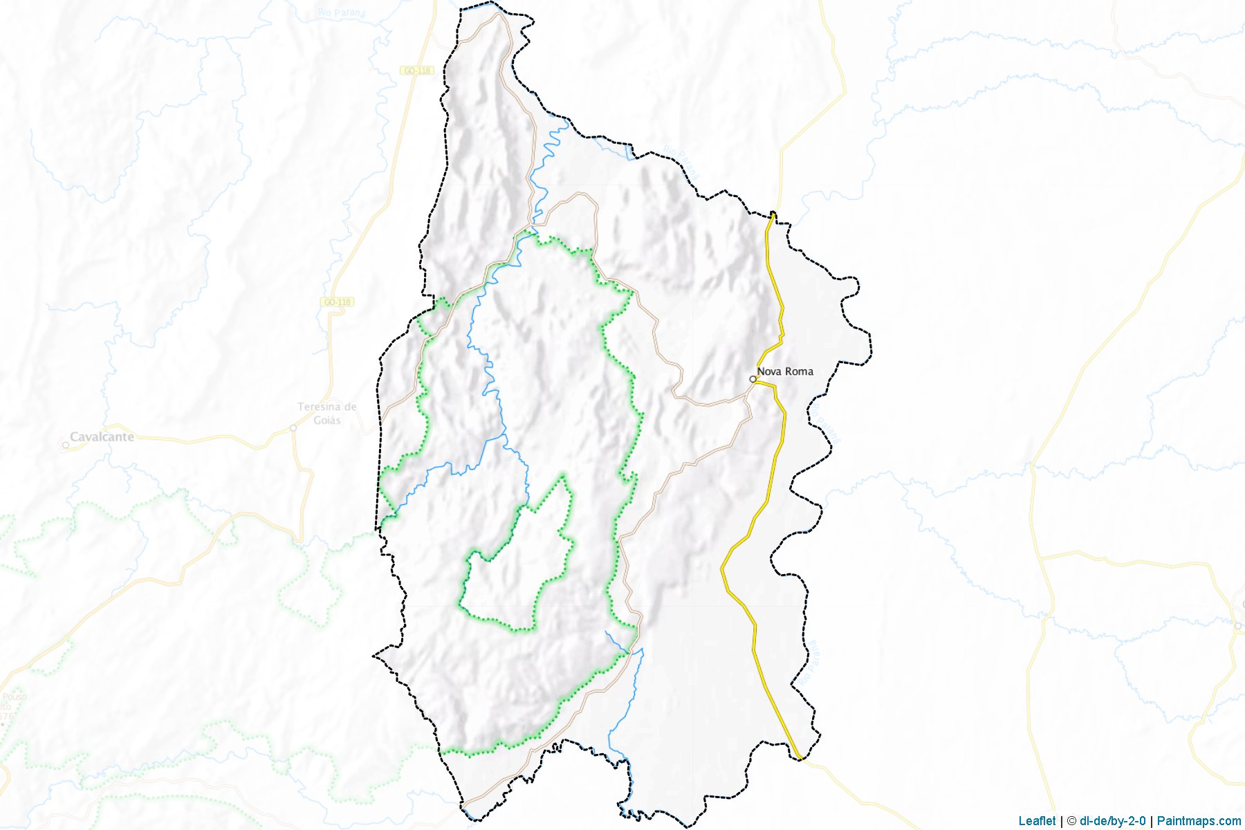 Muestras de recorte de mapas Nova Roma (Goias)-1