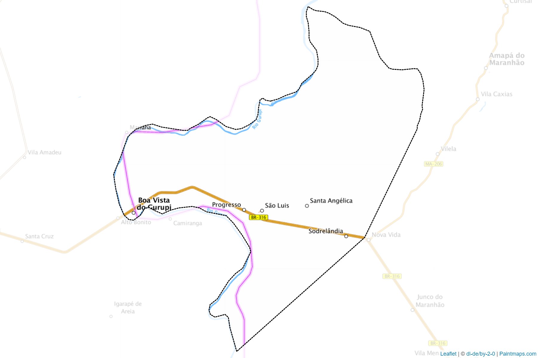 Muestras de recorte de mapas Boa Vista do Gurupi (Maranhao)-1