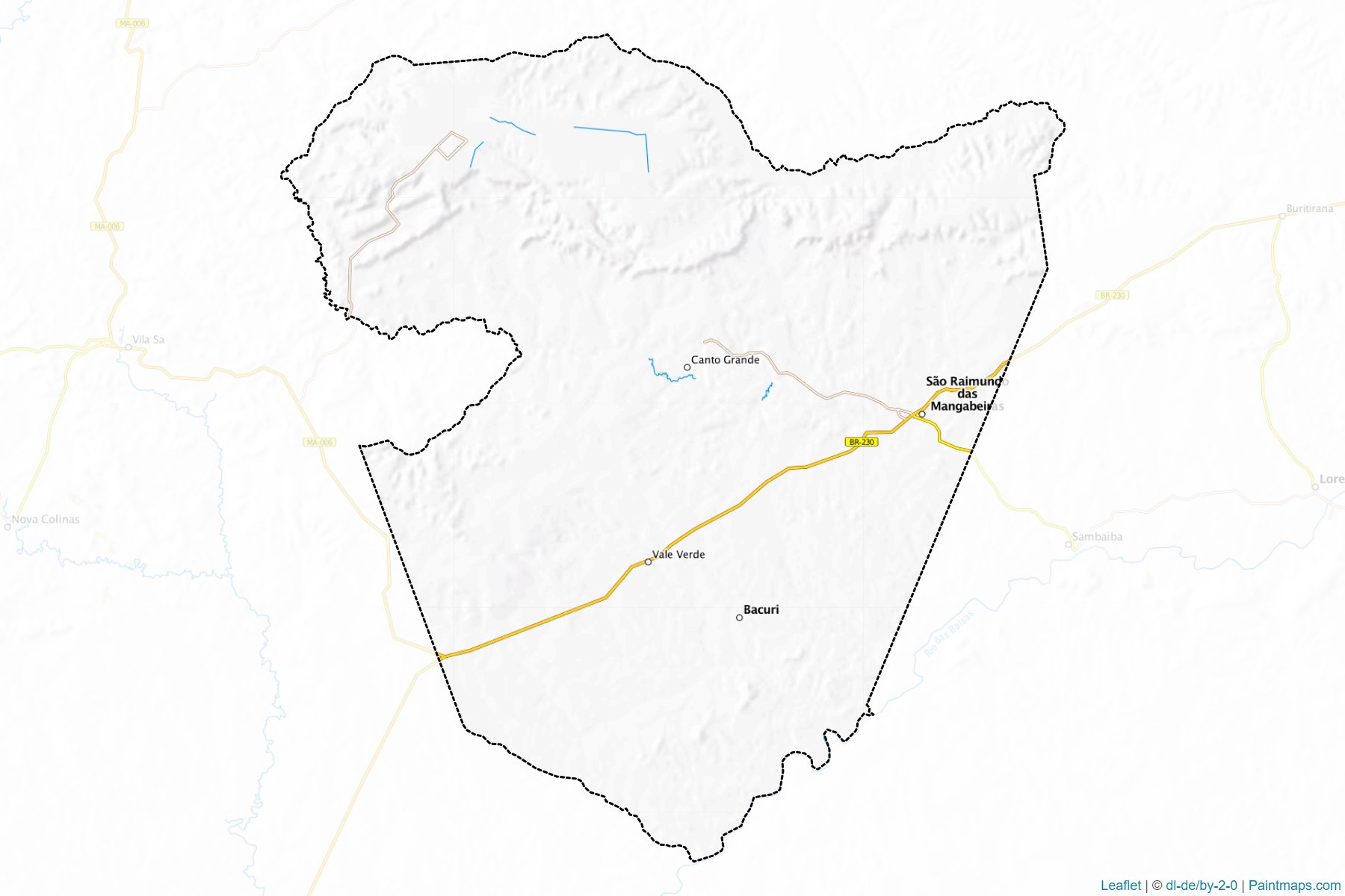 Muestras de recorte de mapas Sao Raimundo das Mangabeiras (Maranhao)-1