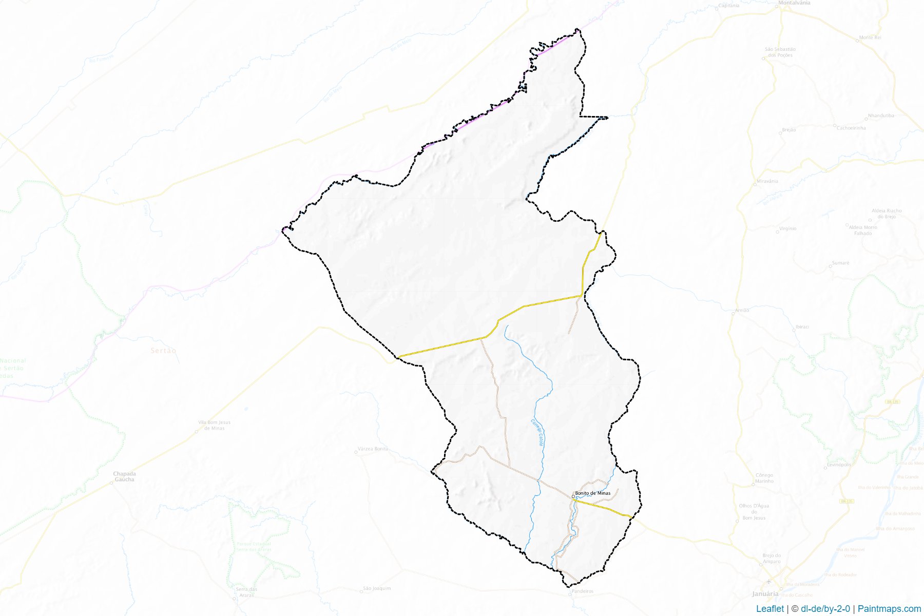 Muestras de recorte de mapas Bonito de Minas (Minas Gerais)-1