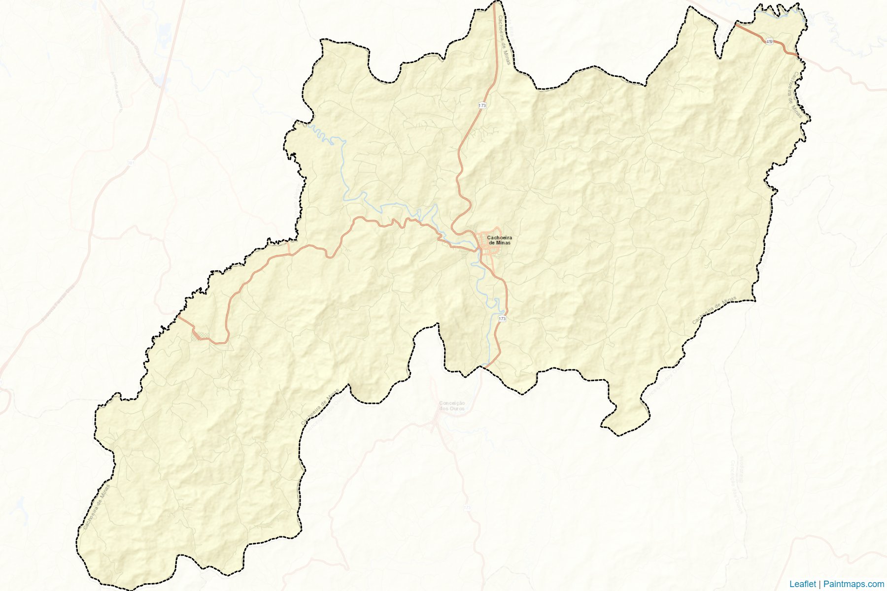 Muestras de recorte de mapas Cachoeira de Minas (Minas Gerais)-2