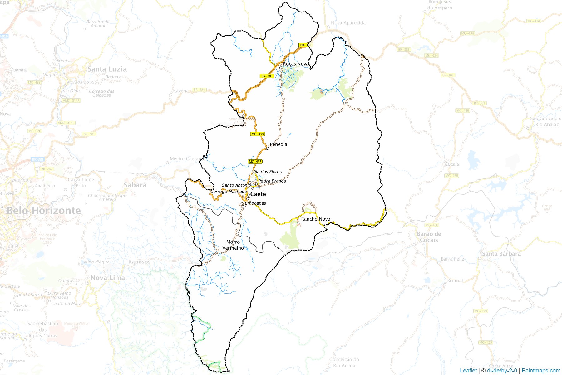 Muestras de recorte de mapas Caete (Minas Gerais)-1