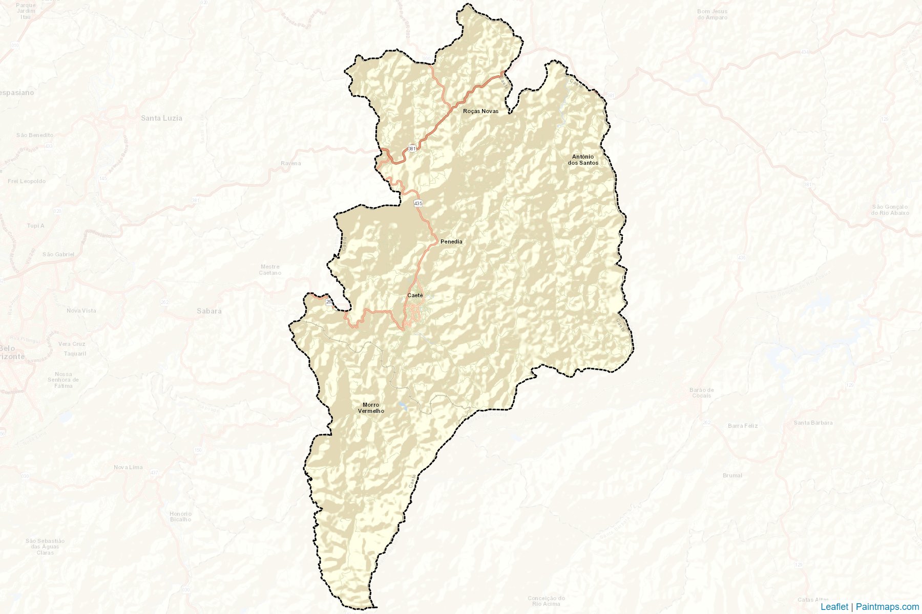 Muestras de recorte de mapas Caete (Minas Gerais)-2