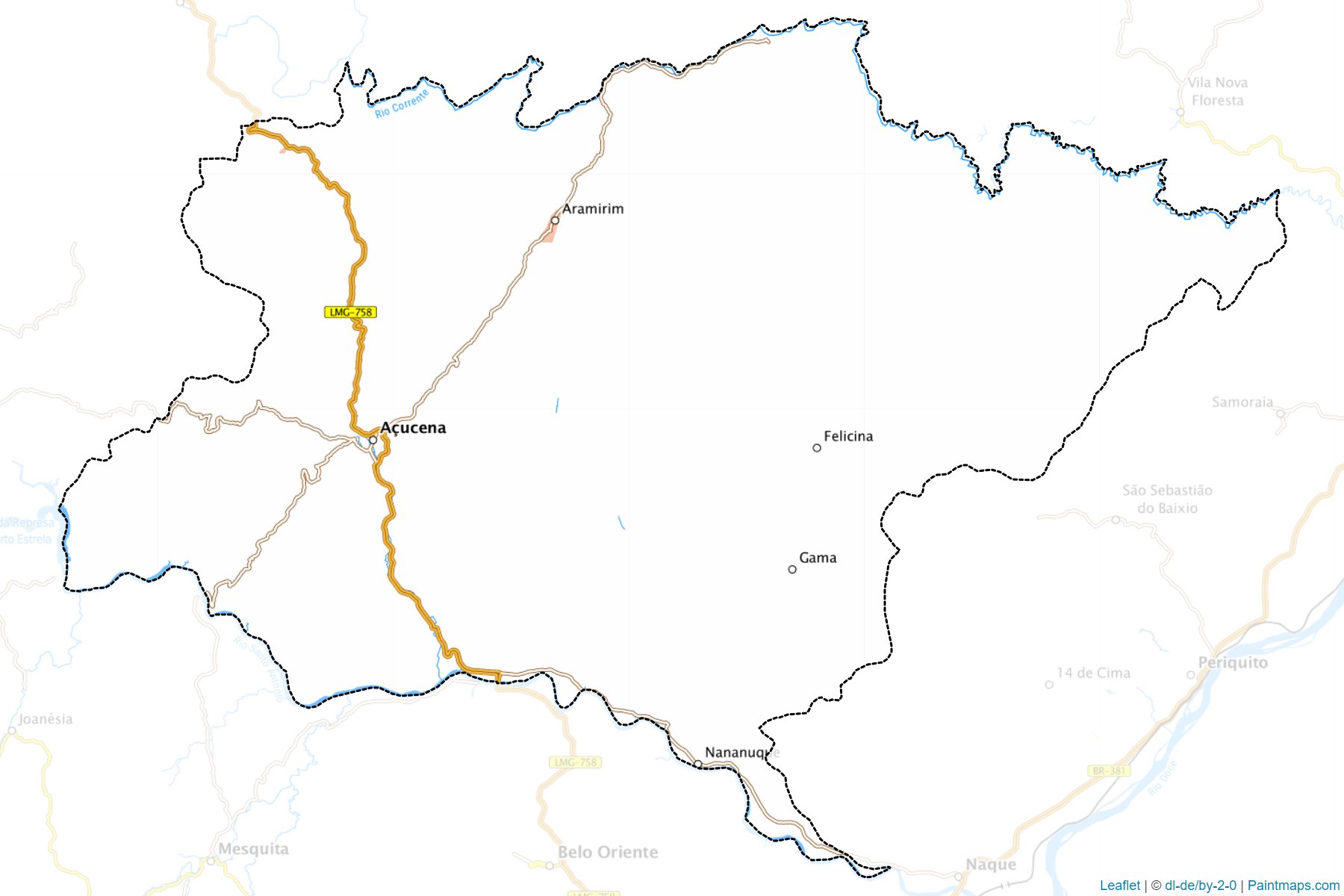 Muestras de recorte de mapas Acucena (Minas Gerais)-1