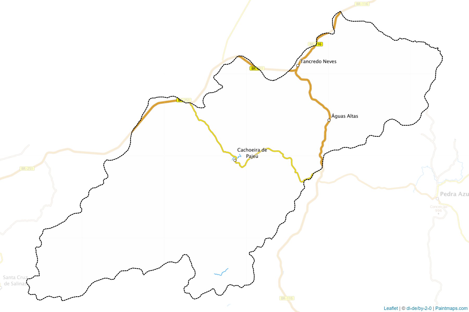 Muestras de recorte de mapas Cachoeira de Pajeu (Minas Gerais)-1