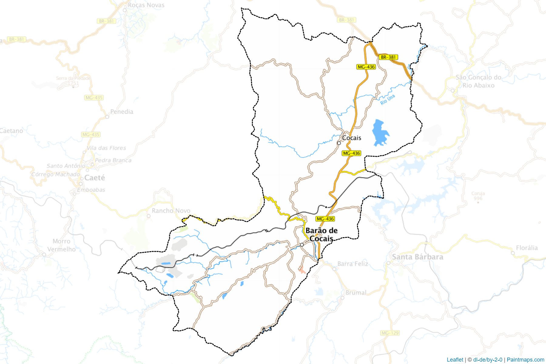 Muestras de recorte de mapas Barao de Cocais (Minas Gerais)-1