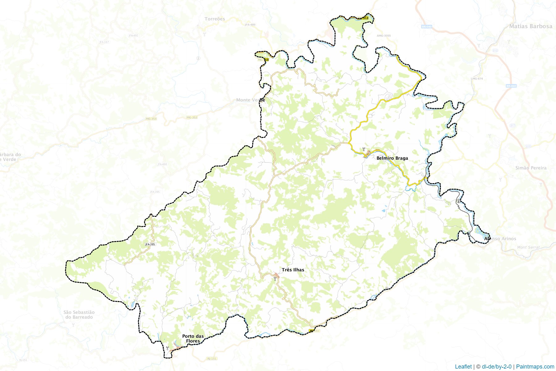 Muestras de recorte de mapas Belmiro Braga (Minas Gerais)-1