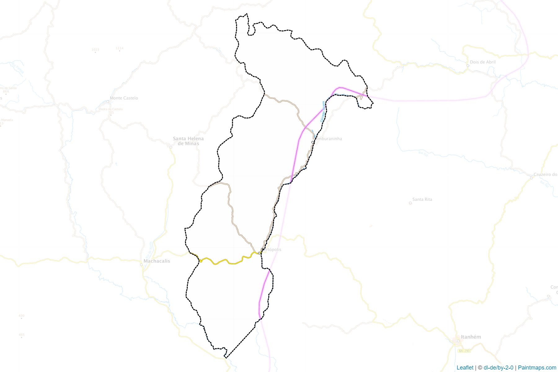 Muestras de recorte de mapas Bertopolis (Minas Gerais)-1