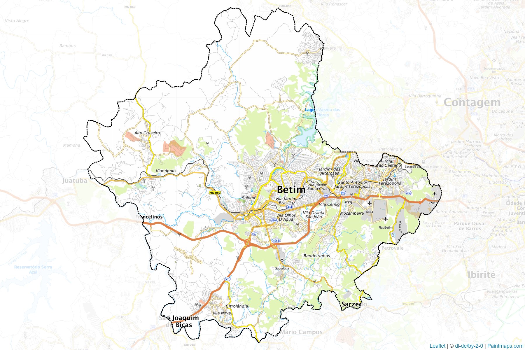 Muestras de recorte de mapas Betim (Minas Gerais)-1