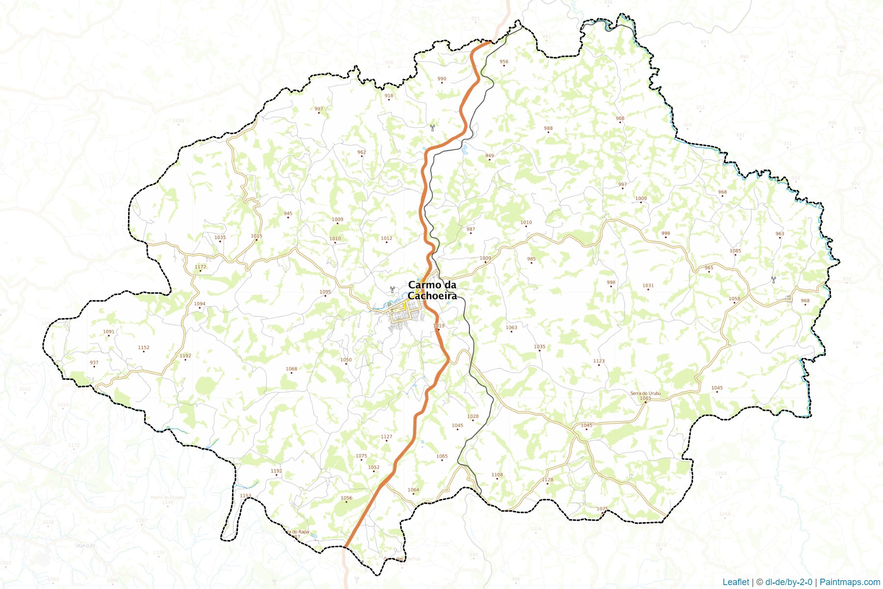 Muestras de recorte de mapas Carmo da Cachoeira (Minas Gerais)-1