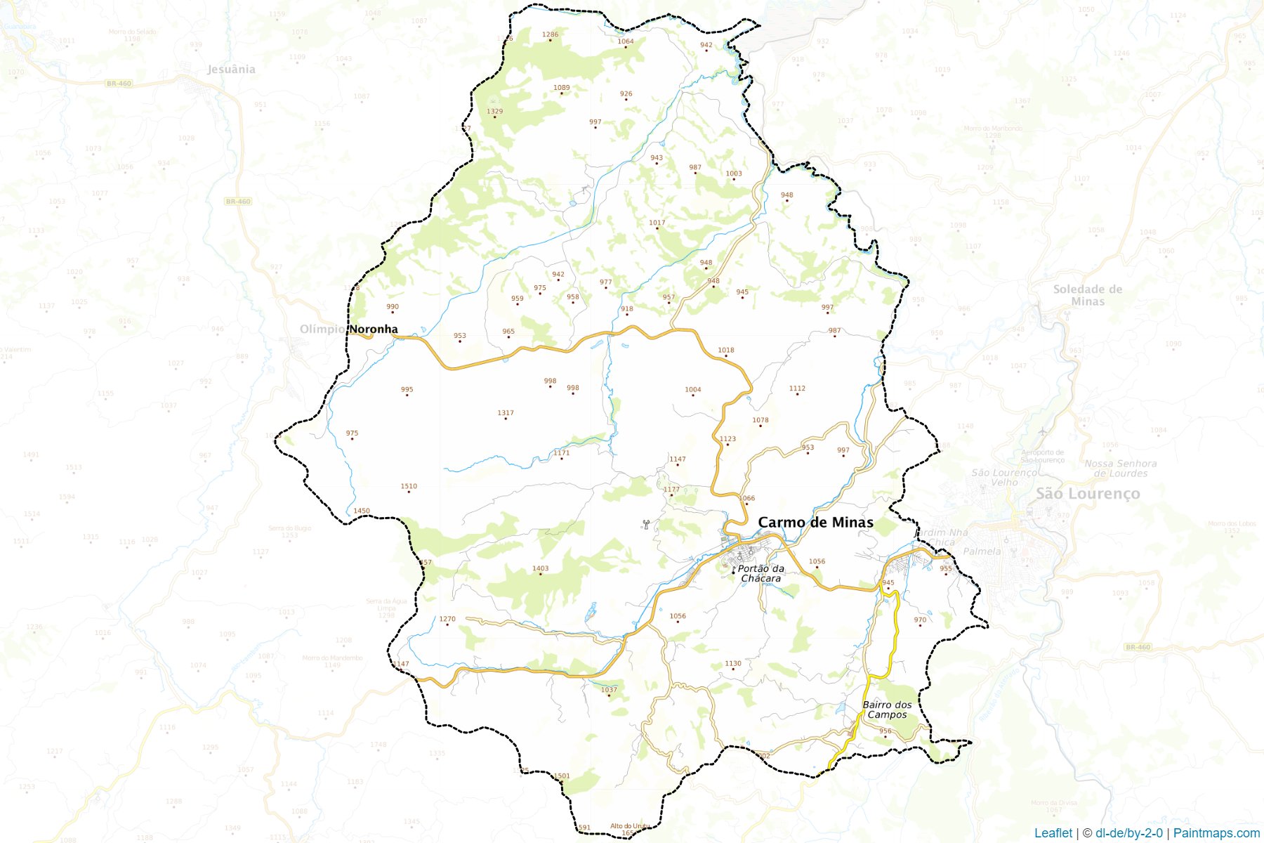 Muestras de recorte de mapas Carmo de Minas (Minas Gerais)-1