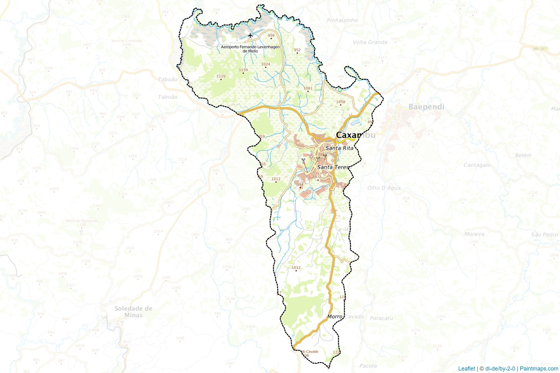 Muestras de recorte de mapas Caxambu (Minas Gerais)-1