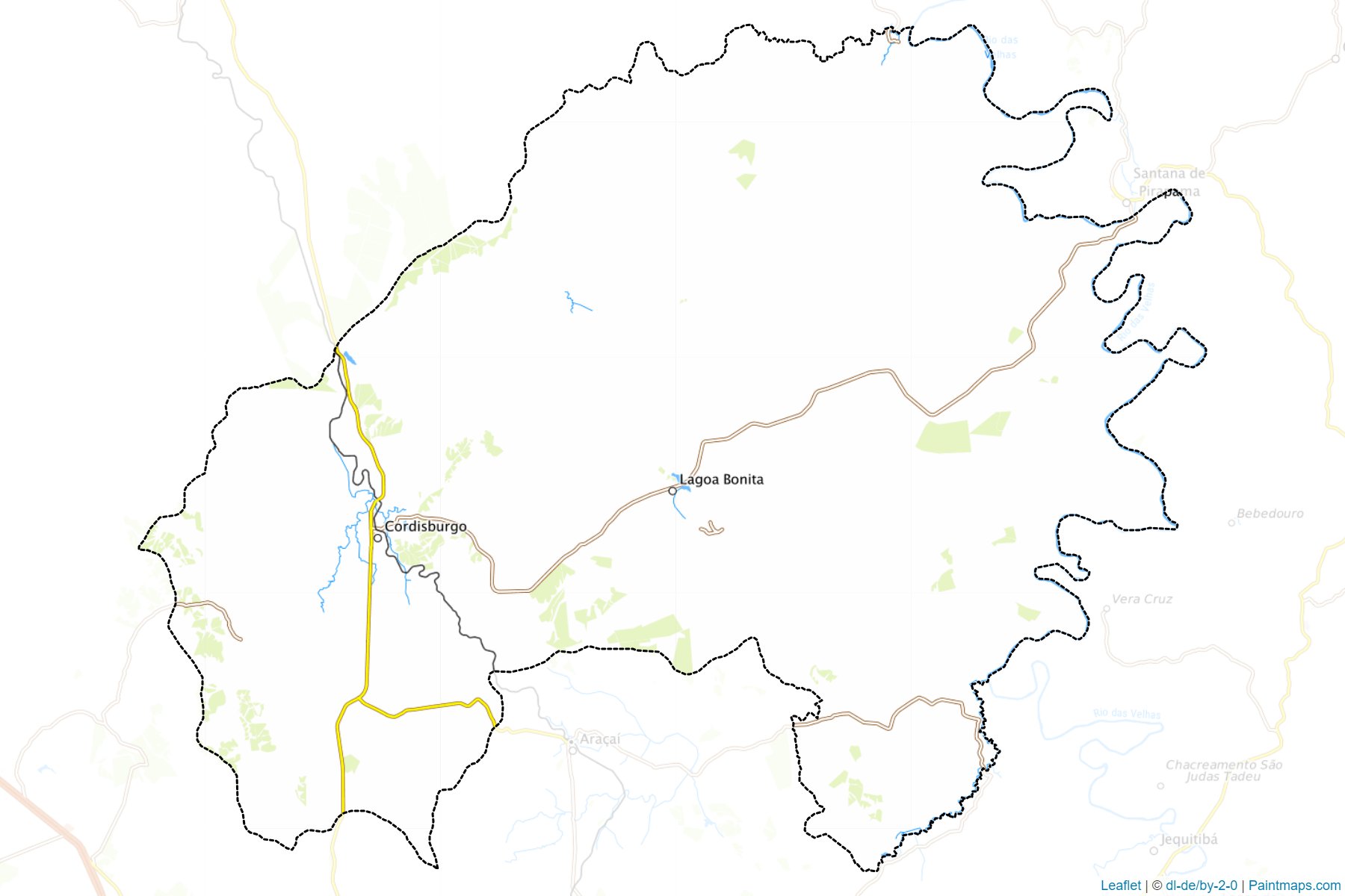 Muestras de recorte de mapas Cordisburgo (Minas Gerais)-1