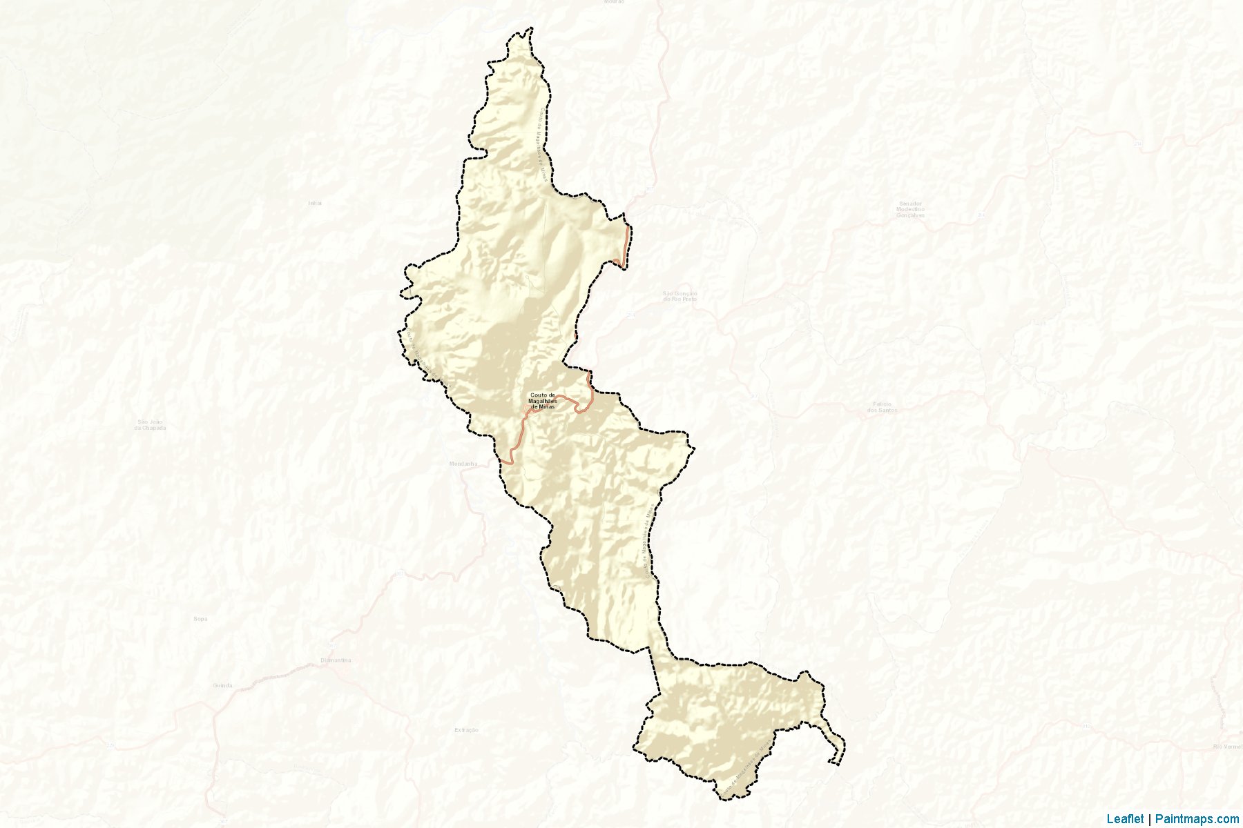 Muestras de recorte de mapas Couto de Magalhaes de Minas (Minas Gerais)-2