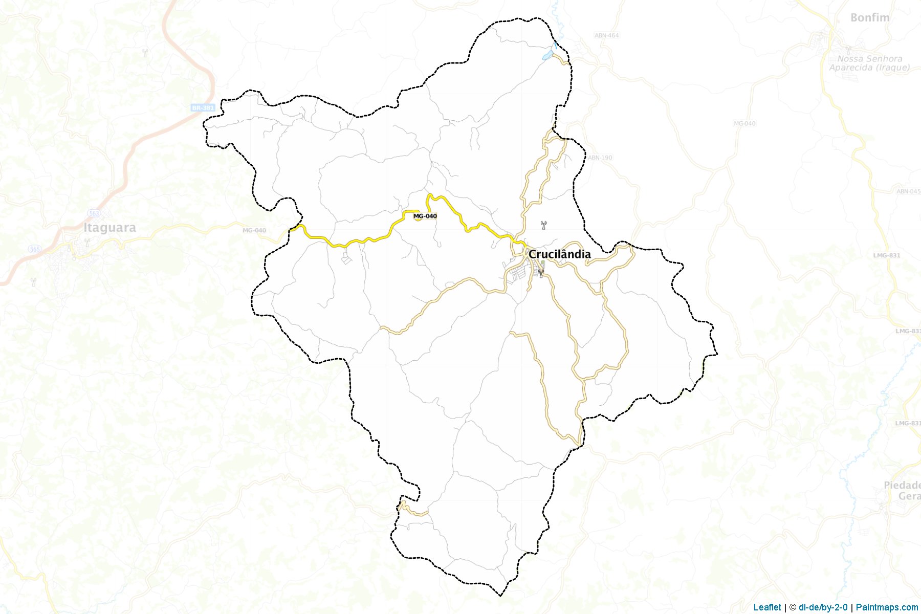 Muestras de recorte de mapas Crucilandia (Minas Gerais)-1