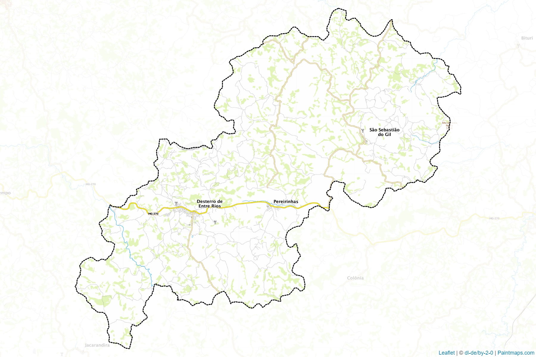 Muestras de recorte de mapas Desterro de Entre Rios (Minas Gerais)-1