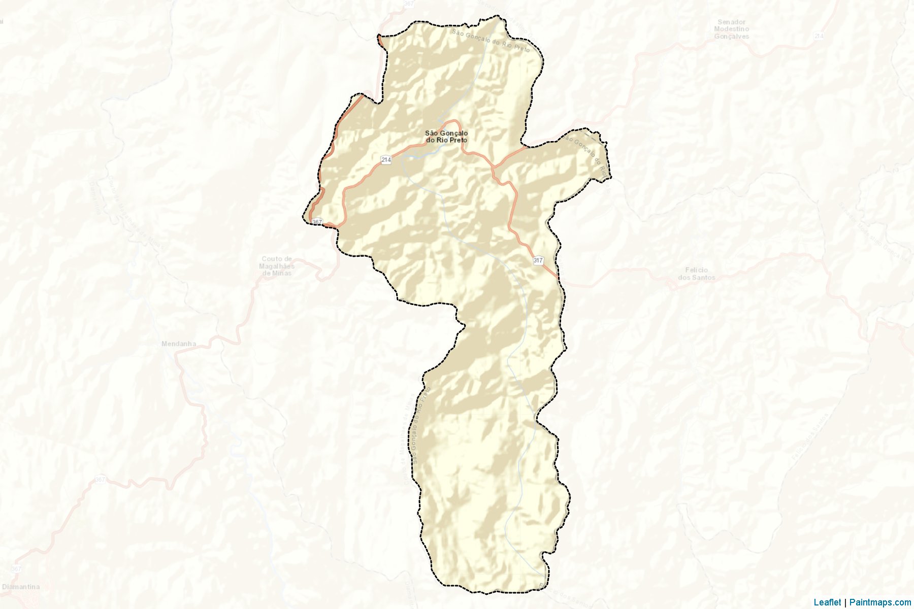 Muestras de recorte de mapas Sao Goncalo do Rio Preto (Minas Gerais)-2