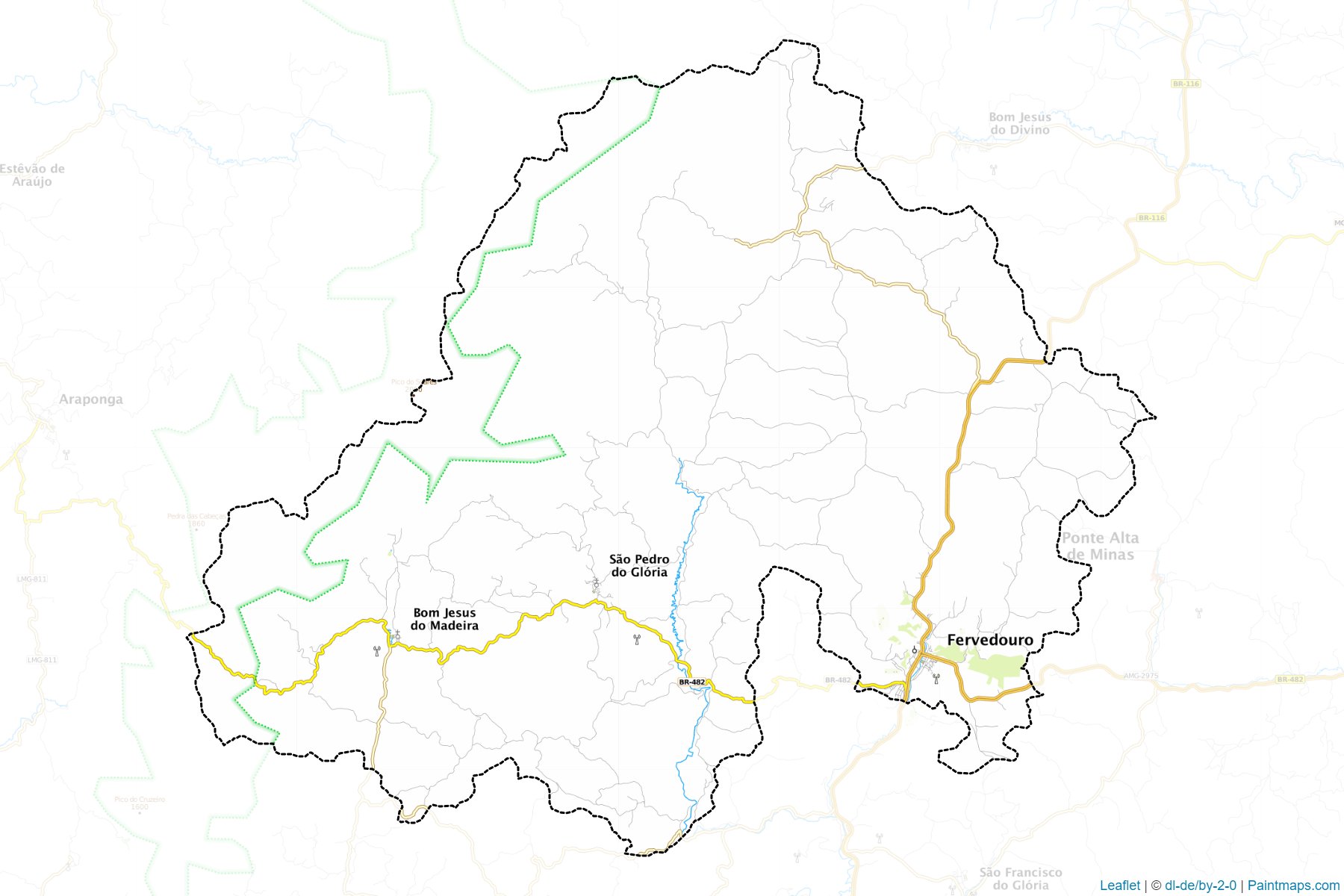 Muestras de recorte de mapas Fervedouro (Minas Gerais)-1