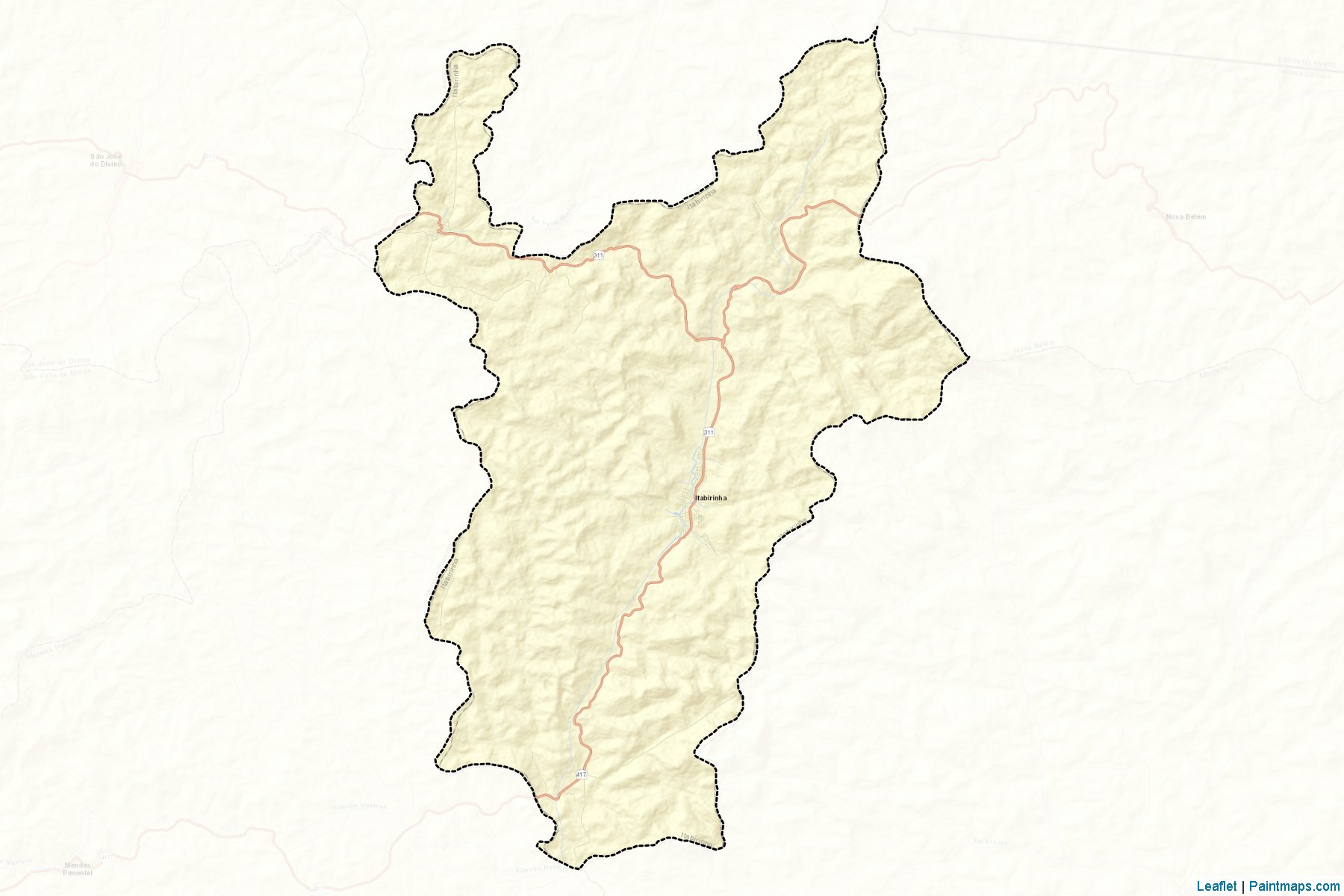 Muestras de recorte de mapas Itabirinha (Minas Gerais)-2