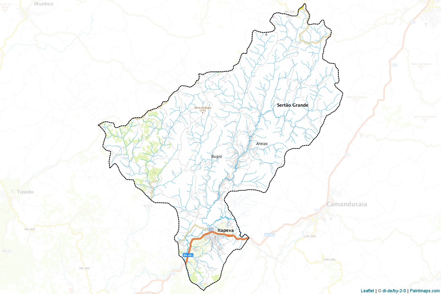 Muestras de recorte de mapas Itapeva (Minas Gerais)-1