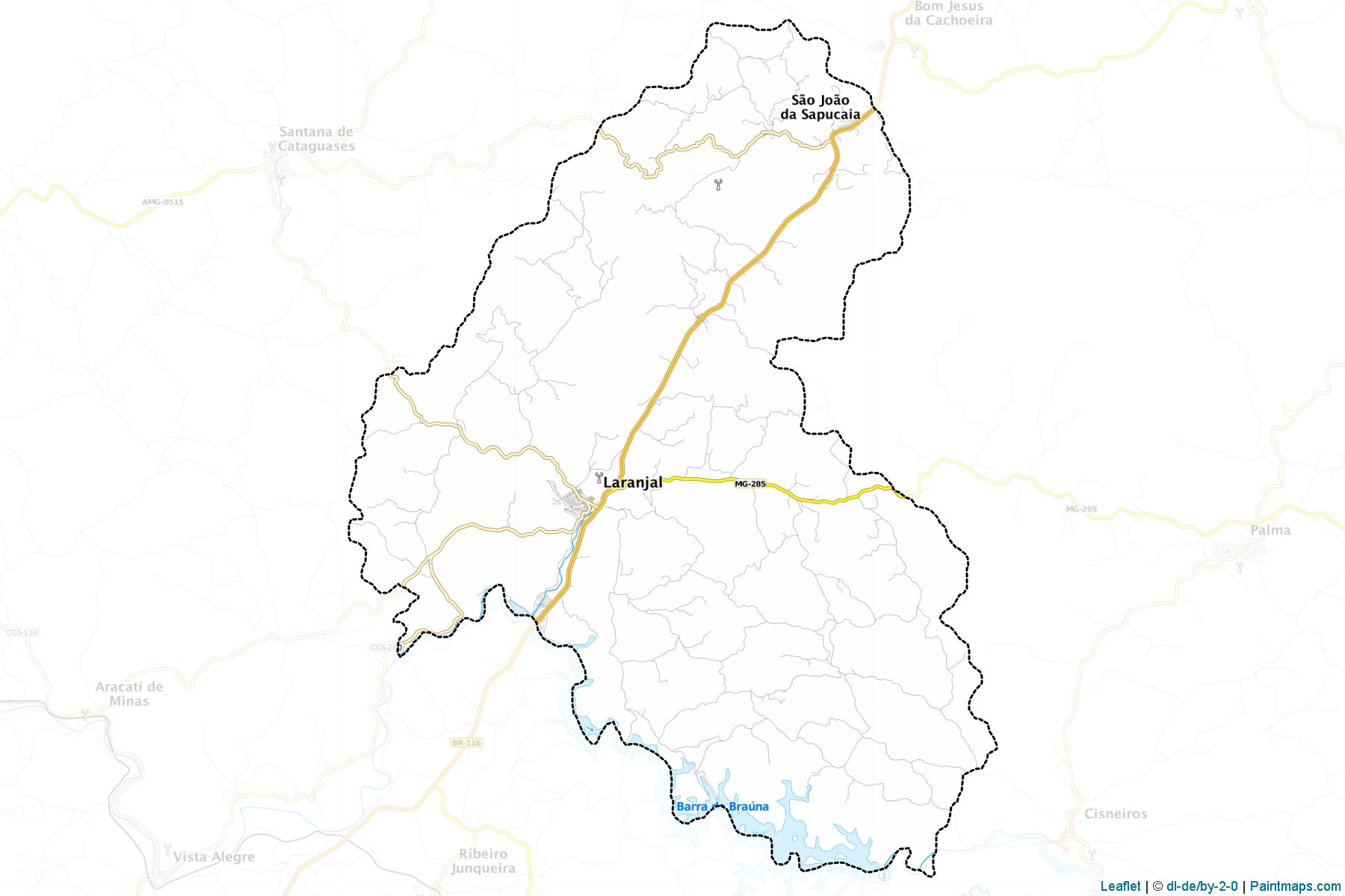 Muestras de recorte de mapas Laranjal (Minas Gerais)-1