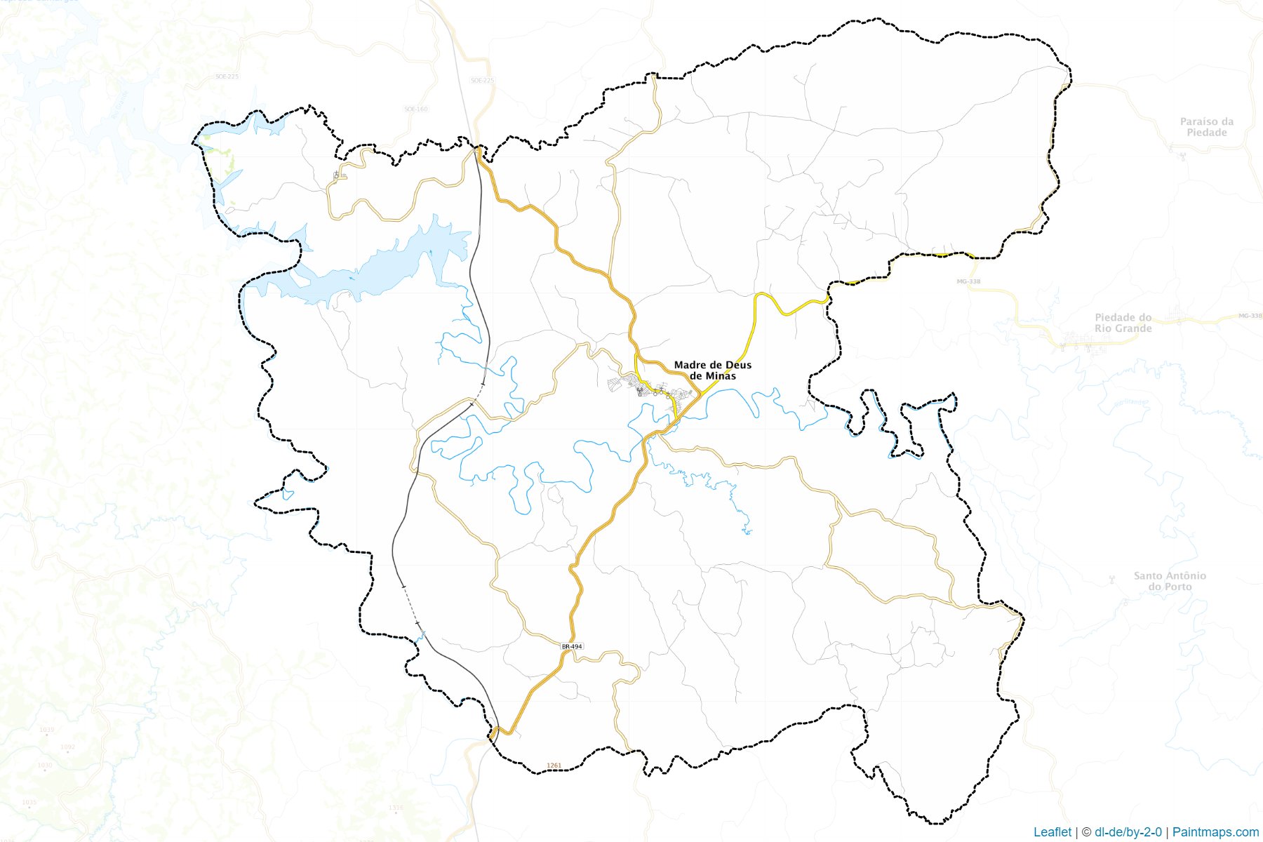 Muestras de recorte de mapas Madre de Deus de Minas (Minas Gerais)-1