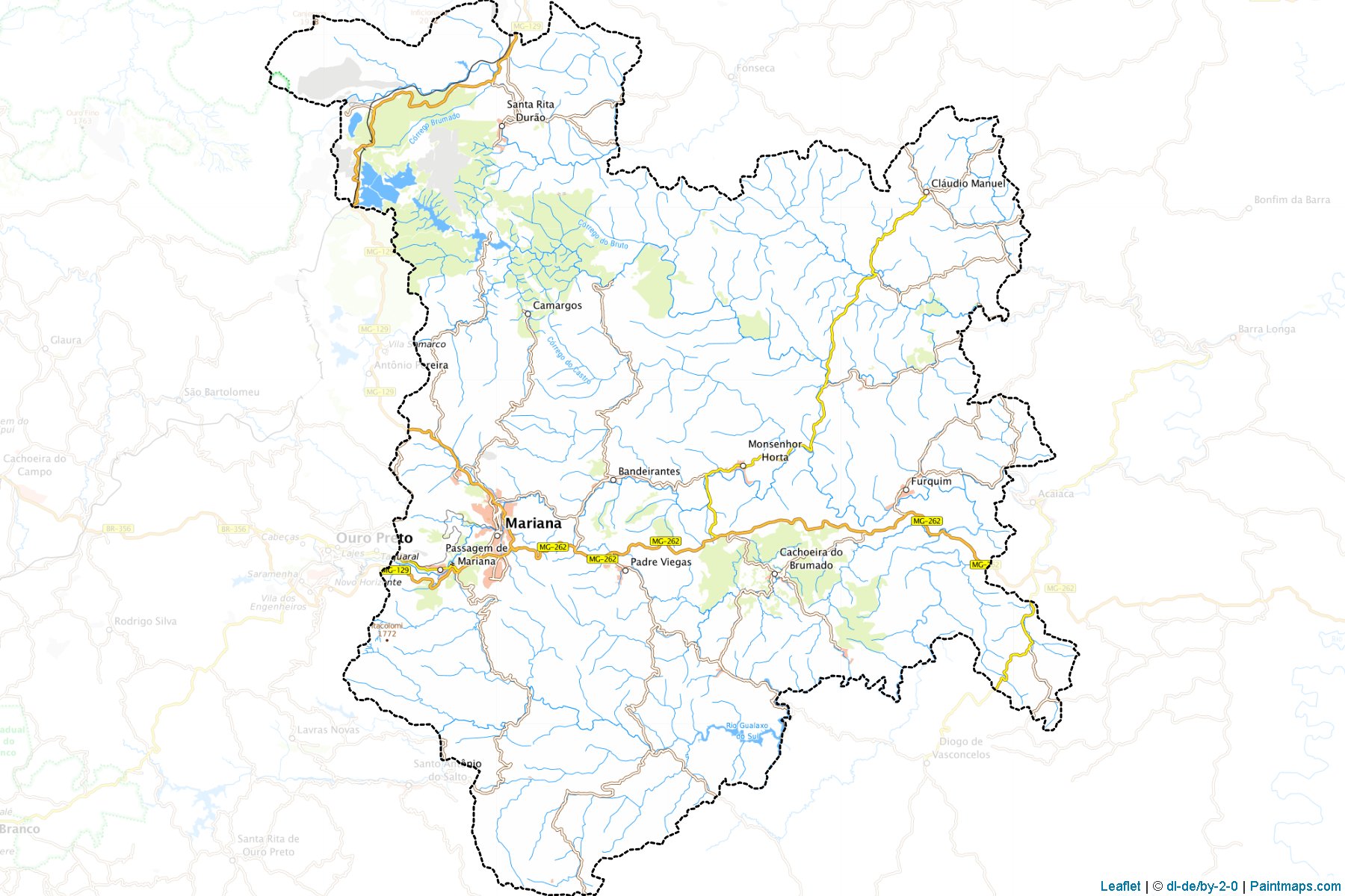 Muestras de recorte de mapas Mariana (Minas Gerais)-1