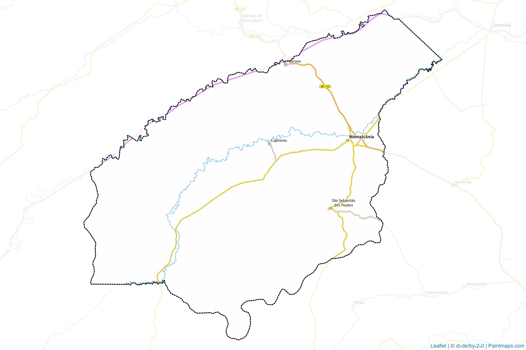 Muestras de recorte de mapas Montalvania (Minas Gerais)-1