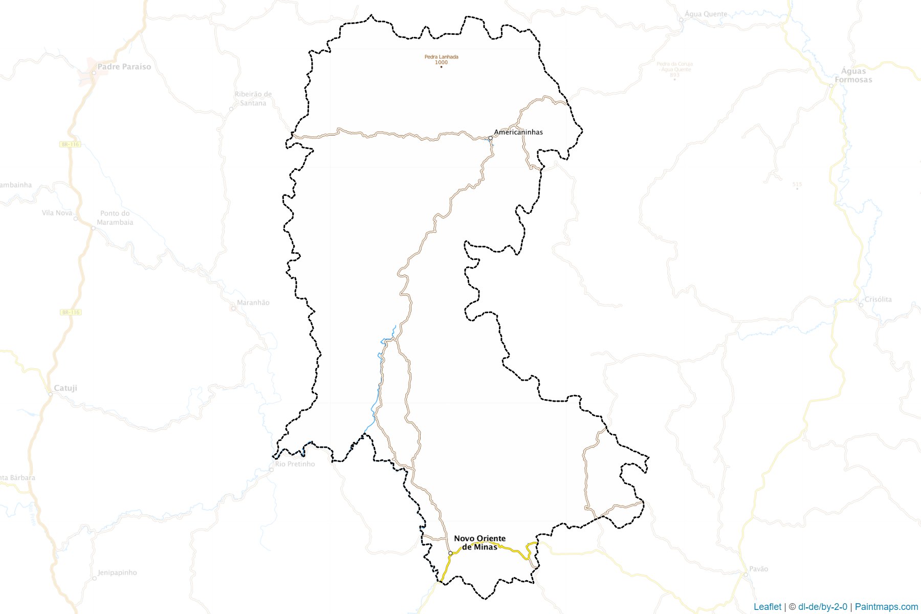 Muestras de recorte de mapas Novo Oriente de Minas (Minas Gerais)-1