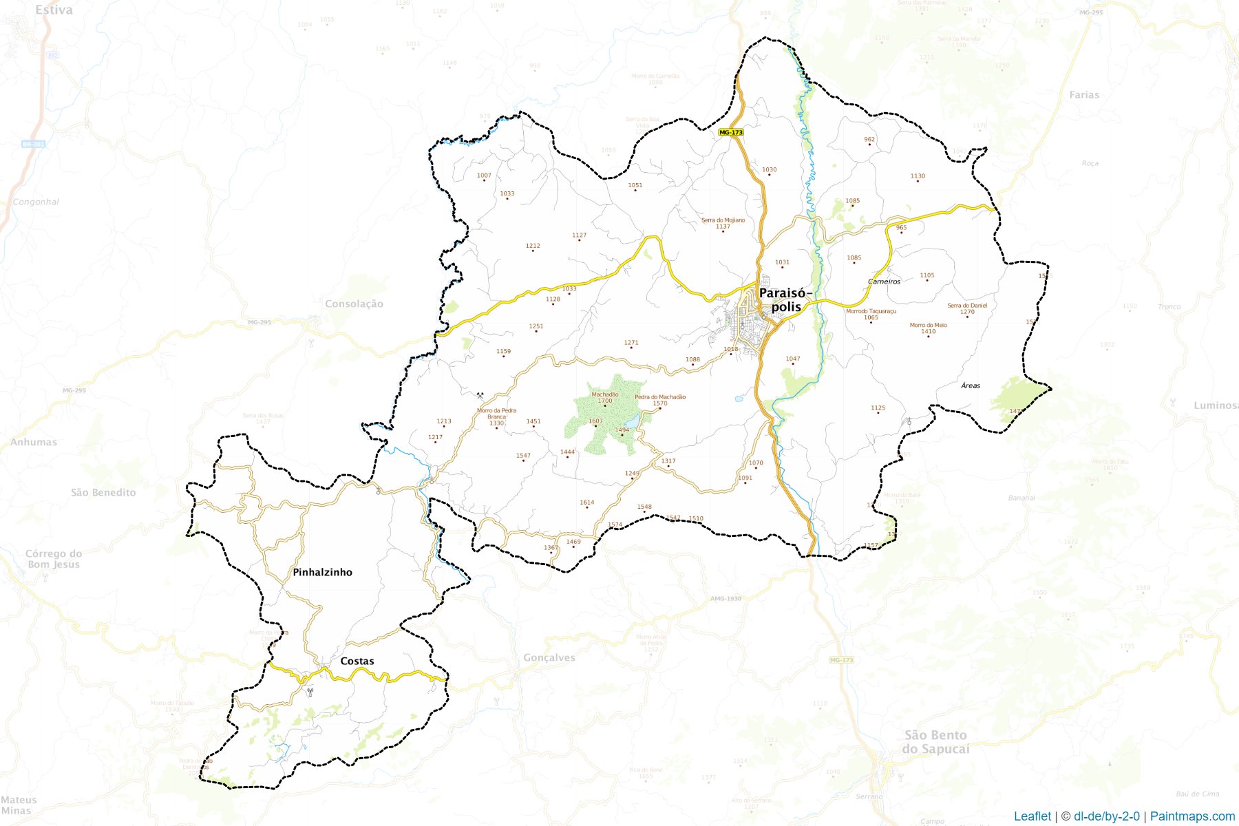 Paraisopolis (Minas Gerais) Haritası Örnekleri-1