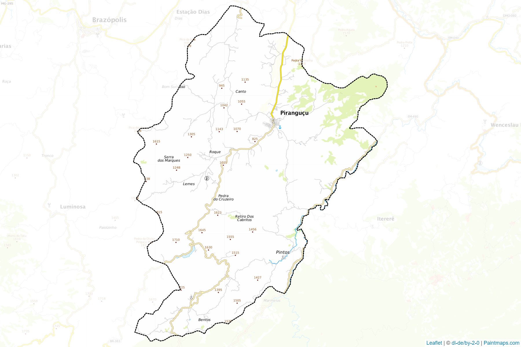 Muestras de recorte de mapas Pirangucu (Minas Gerais)-1